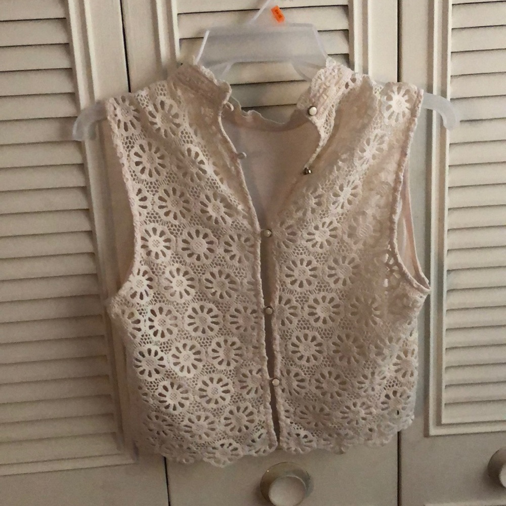 cream lace vest